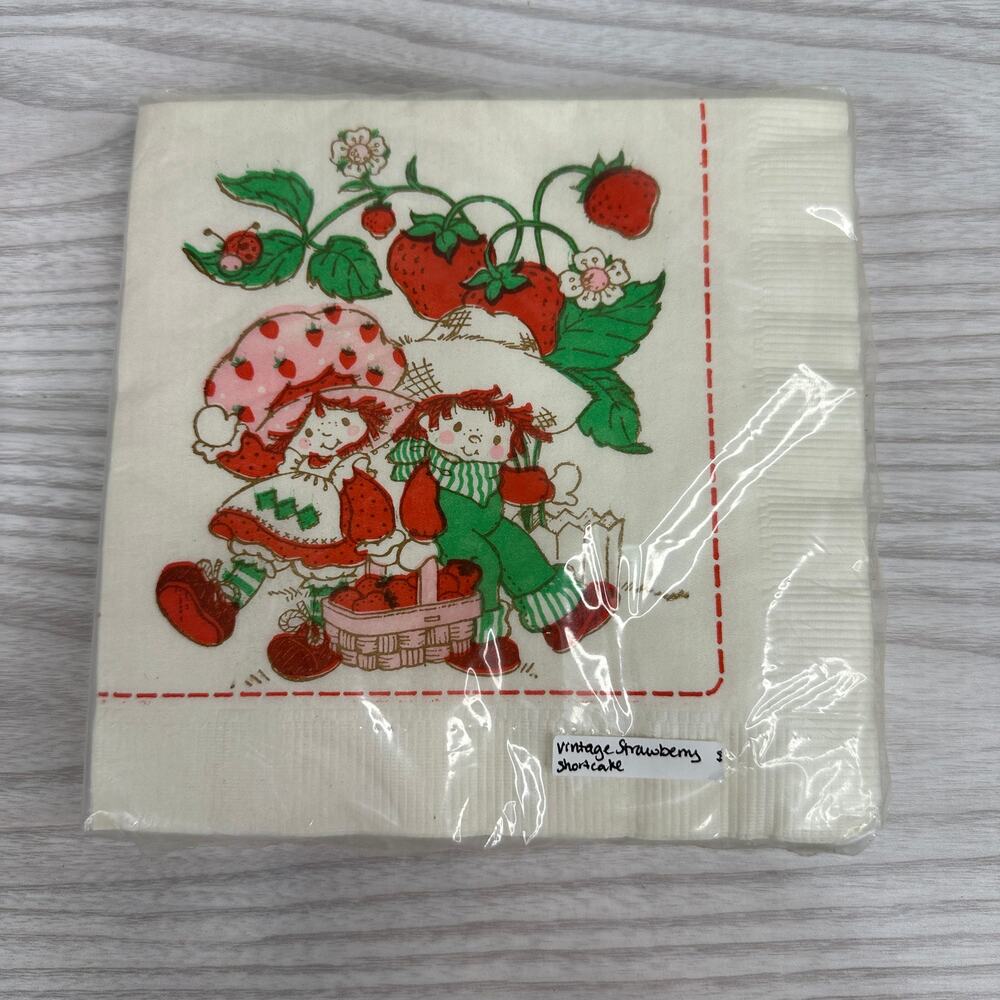 American Greetings Vtg 80s Strawberry Shortcake Theme Luncheon Napkins 3-Ply 16s